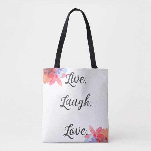 Inspirerend Quote Bag, Live Love Laugh Art Tote Bag (Voorkant)