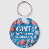 Inspirerend Quote Blauwe Bloemen Sleutelhanger (Achterkant)