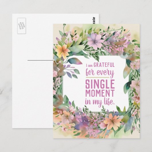 Inspirerend quote Bloemhouding van dankbaarheid Briefkaart (Voorkant / Achterkant)