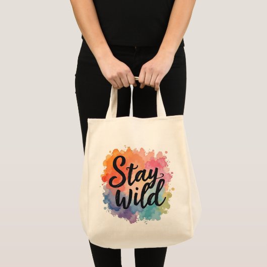 Inspirerend Quote Canvas tas met Kleurrijke Abstra (Voorkant (product))