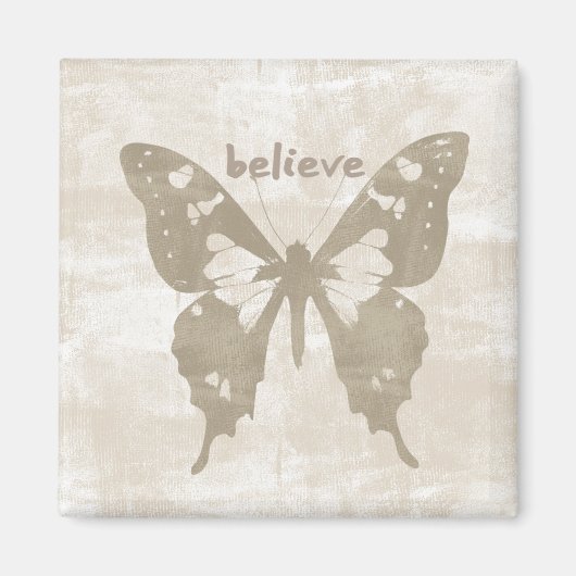 Inspirerend Quote Cream Believe Butterfly Magneet (Voorkant)