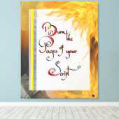 Inspirerend quote De pagina's van uw script brande Canvas Afdruk (Insitu (Houten vloer))