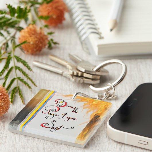 Inspirerend quote De pagina's van uw script brande Sleutelhanger (Voorkant Rechts)