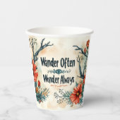 Inspirerend quote: Dwaal vaak, verwonder je altijd Papieren Bekers (Voorkant)