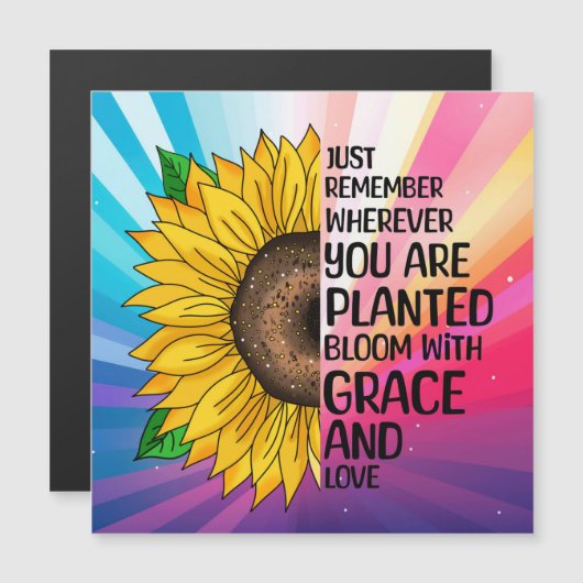 Inspirerend Quote en Hand getrokken Zonnebloem (Voorkant / Achterkant)