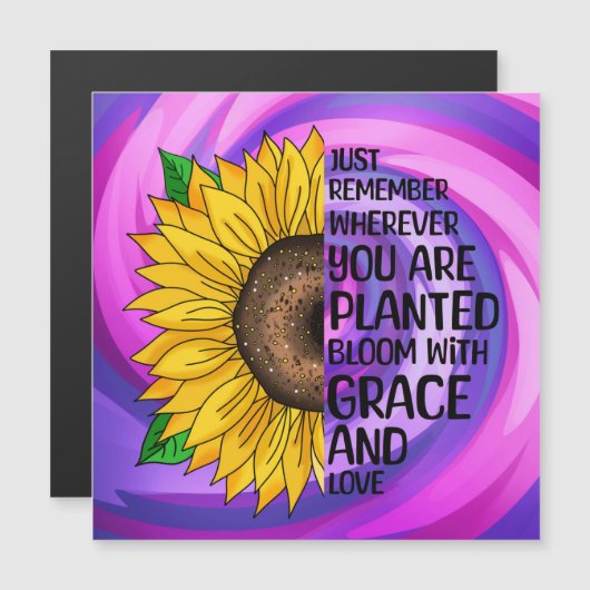 Inspirerend Quote en Hand getrokken Zonnebloem (Voorkant / Achterkant)