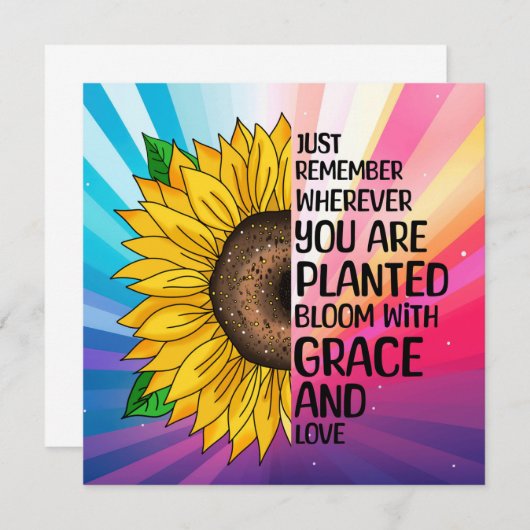 Inspirerend Quote en Hand getrokken Zonnebloem (Voorkant / Achterkant)