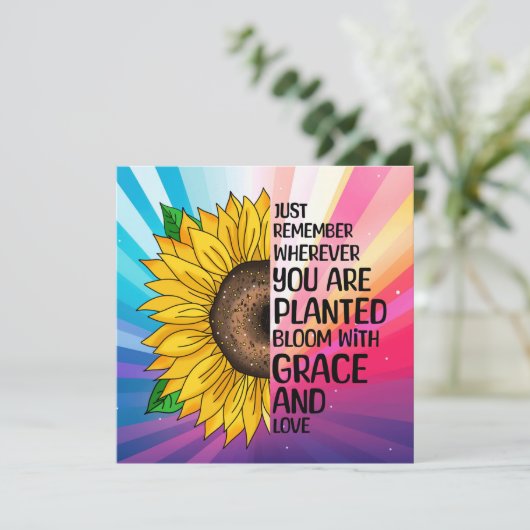 Inspirerend Quote en Hand getrokken Zonnebloem (Staand voorkant)