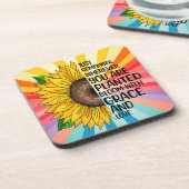 Inspirerend Quote en Hand getrokken Zonnebloem Bier Onderzetter (Linkerzijde)