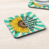 Inspirerend Quote en Hand getrokken Zonnebloem Bier Onderzetter (Linkerzijde)