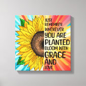 Inspirerend Quote en Hand getrokken Zonnebloem Canvas Afdruk (Voorkant)