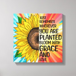 Inspirerend Quote en Hand getrokken Zonnebloem Canvas Afdruk