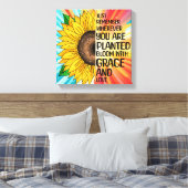 Inspirerend Quote en Hand getrokken Zonnebloem Canvas Afdruk (Insitu (Slaapkamer))