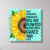 Inspirerend Quote en Hand getrokken Zonnebloem Canvas Afdruk (Voorkant)