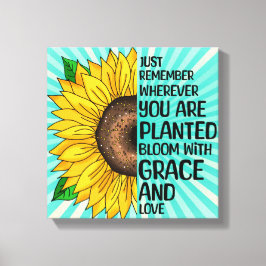 Inspirerend Quote en Hand getrokken Zonnebloem Canvas Afdruk