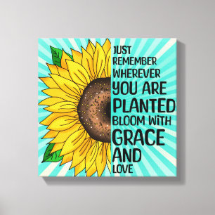 Inspirerend Quote en Hand getrokken Zonnebloem Canvas Afdruk