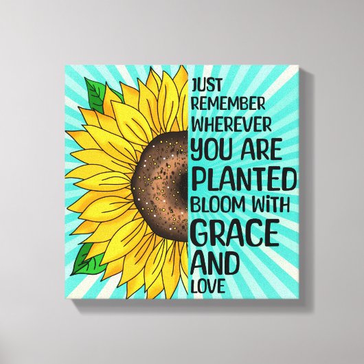 Inspirerend Quote en Hand getrokken Zonnebloem Canvas Afdruk (Voorkant)