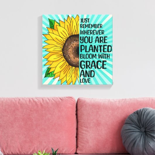 Inspirerend Quote en Hand getrokken Zonnebloem Canvas Afdruk (Insitu (Woonkamer))
