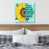 Inspirerend Quote en Hand getrokken Zonnebloem Canvas Afdruk (Insitu (Slaapkamer))