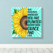 Inspirerend Quote en Hand getrokken Zonnebloem Canvas Afdruk (Insitu (Houten vloer))