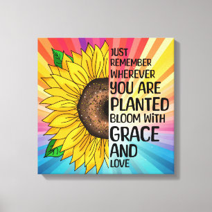 Inspirerend Quote en Hand getrokken Zonnebloem Canvas Afdruk