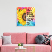 Inspirerend Quote en Hand getrokken Zonnebloem Canvas Afdruk (Insitu (Woonkamer))