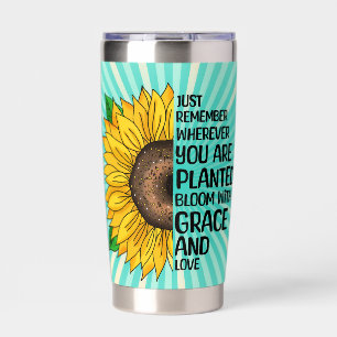 Inspirerend Quote en Hand getrokken Zonnebloem Geïsoleerde Drinkbeker