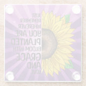 Inspirerend Quote en Hand getrokken Zonnebloem Glazen Onderzetter (Achterkant)