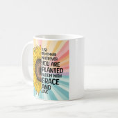 Inspirerend Quote en Hand getrokken Zonnebloem Koffiemok (Voorkant links)