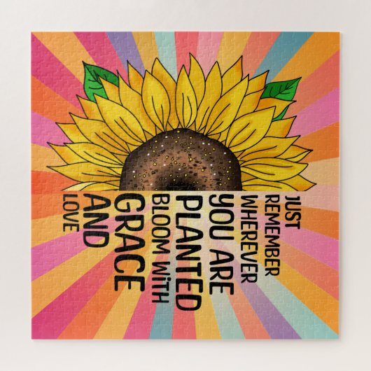 Inspirerend Quote en Hand getrokken Zonnebloem Legpuzzel (Horizontaal)