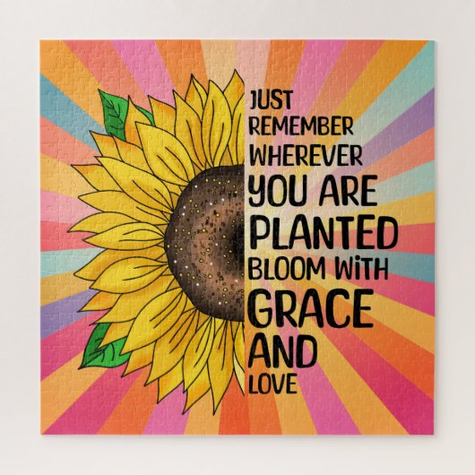 Inspirerend Quote en Hand getrokken Zonnebloem Legpuzzel (Verticaal)