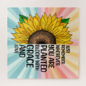 Inspirerend Quote en Hand getrokken Zonnebloem Legpuzzel (Horizontaal)