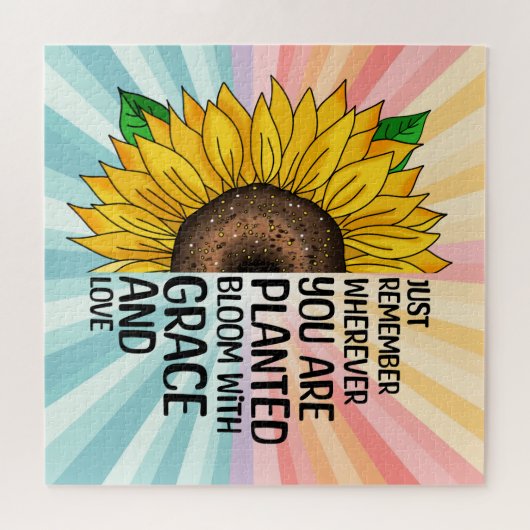 Inspirerend Quote en Hand getrokken Zonnebloem Legpuzzel (Horizontaal)
