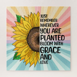 Inspirerend Quote en Hand getrokken Zonnebloem Legpuzzel