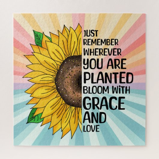Inspirerend Quote en Hand getrokken Zonnebloem Legpuzzel (Verticaal)