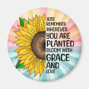 Inspirerend Quote en Hand getrokken Zonnebloem Magneet