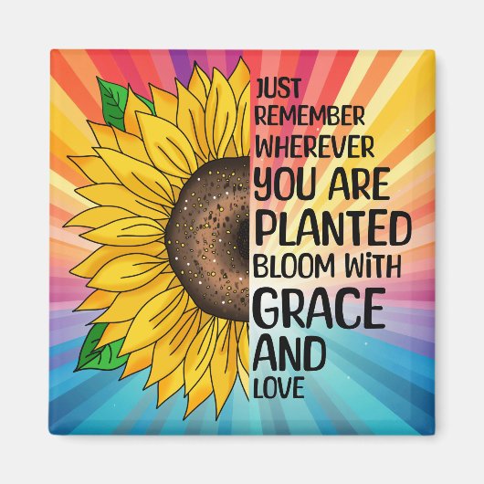Inspirerend Quote en Hand getrokken Zonnebloem Magneet (Voorkant)