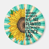 Inspirerend Quote en Hand getrokken Zonnebloem Magneet (Voorkant)