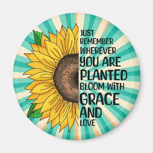 Inspirerend Quote en Hand getrokken Zonnebloem Magneet (Voorkant)