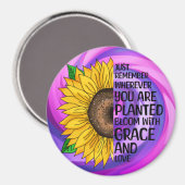Inspirerend Quote en Hand getrokken Zonnebloem Magneet (Voorkant / Achterkant)