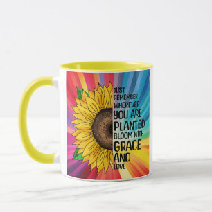 Inspirerend Quote en Hand getrokken Zonnebloem Mok