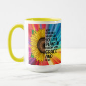 Inspirerend Quote en Hand getrokken Zonnebloem Mok (Links)