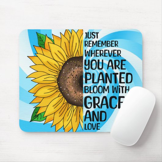 Inspirerend Quote en Hand getrokken Zonnebloem Muismat (Met muis)