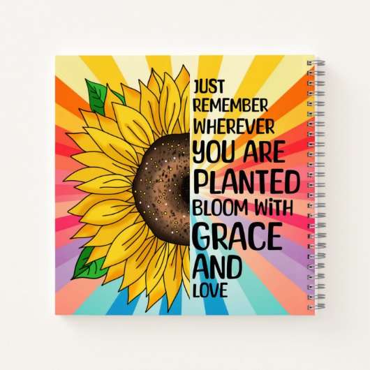 Inspirerend Quote en Hand getrokken Zonnebloem Notitieboek (Achterkant)