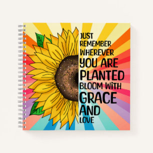 Inspirerend Quote en Hand getrokken Zonnebloem Notitieboek