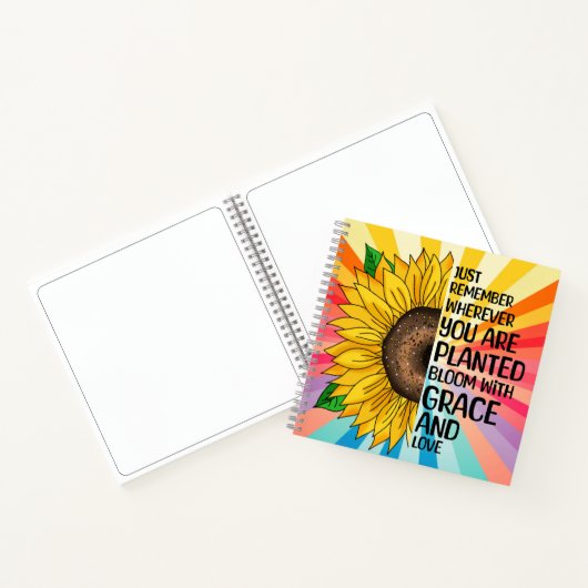 Inspirerend Quote en Hand getrokken Zonnebloem Notitieboek (Binnen)