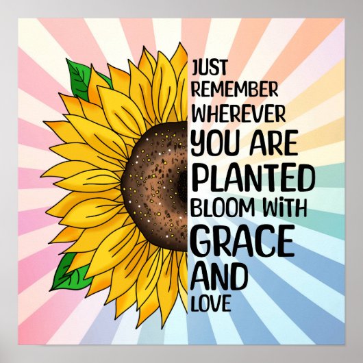 Inspirerend Quote en Hand getrokken Zonnebloem Poster (Voorkant)