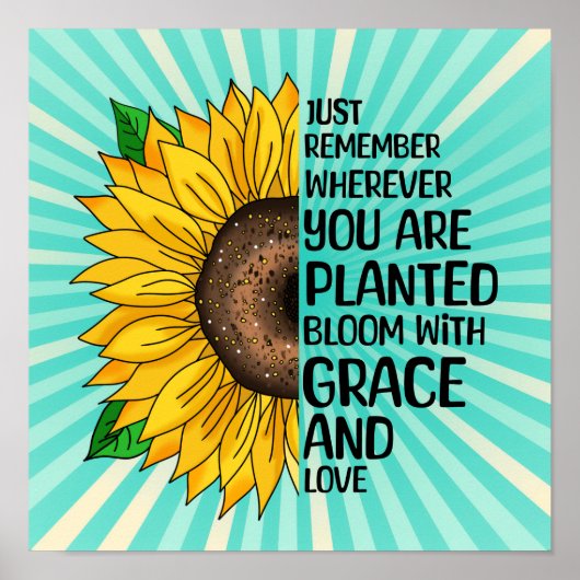 Inspirerend Quote en Hand getrokken Zonnebloem Poster (Voorkant)
