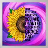 Inspirerend Quote en Hand getrokken Zonnebloem Poster (Voorkant)