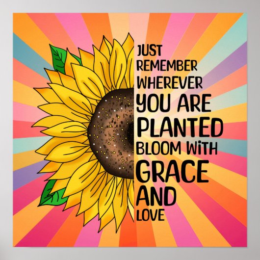 Inspirerend Quote en Hand getrokken Zonnebloem Poster (Voorkant)